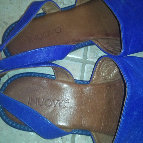 Cobalt blue leather flat sandals 37 US - Picture 4 of 5